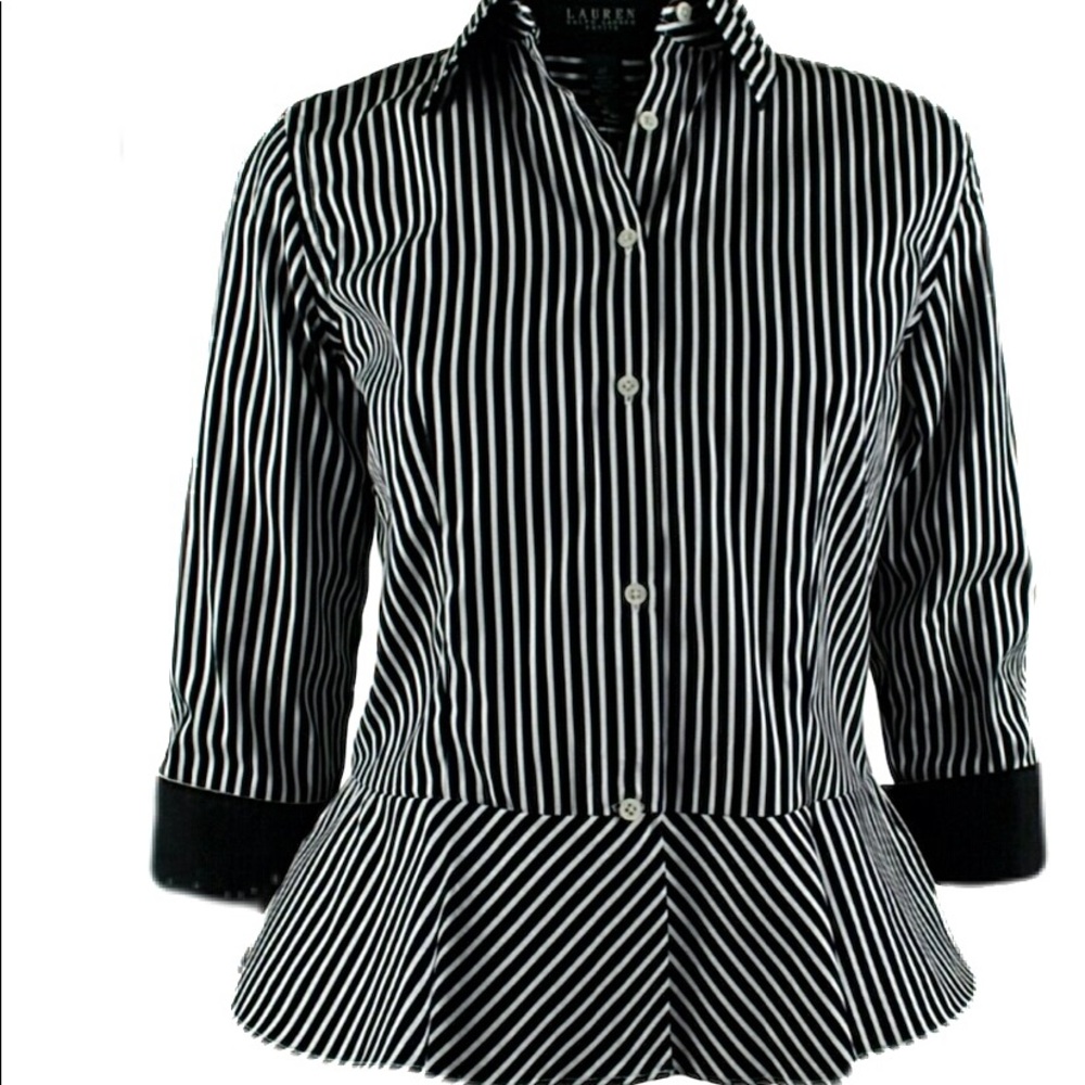 Lauren Ralph Lauren Black & White Striped Top - Size 4P